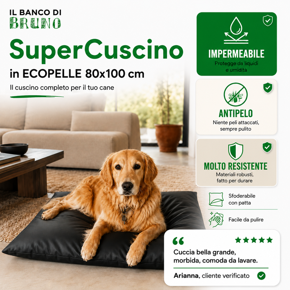 SuperCuscino in Eco Pelle 80x100 cm - Impermeabile e Antipelo