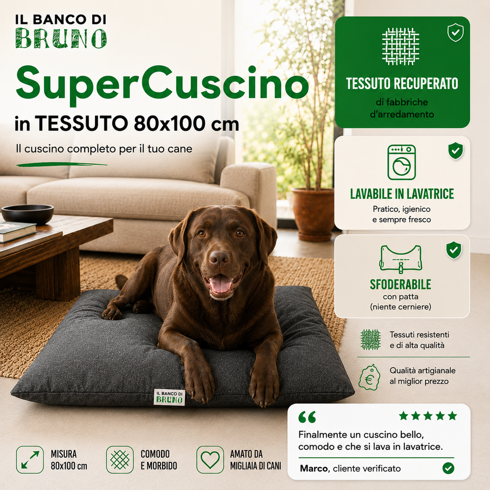 SuperCuscino in Tessuto 80x100 cm — Sfoderabile e Lavabile