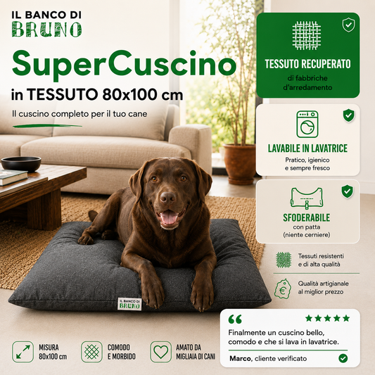 SuperCuscino in Tessuto 80x100 cm — Sfoderabile e Lavabile